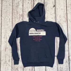 Vintage Overfelt Cross Country Running 1980s Hoodie Blue 80s Sweatshirt